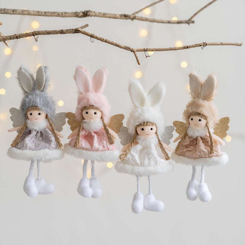 Angel Doll Pendant Ornaments 12 Pcs Bulk Christmas Tree Hanging Decorations for Wedding Birthday New Year Party Decor