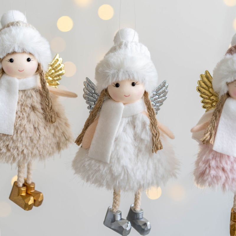 Angel Doll Pendant Ornaments 12 Pcs Bulk Christmas Tree Hanging Decorations for Wedding Birthday New Year Party Decor