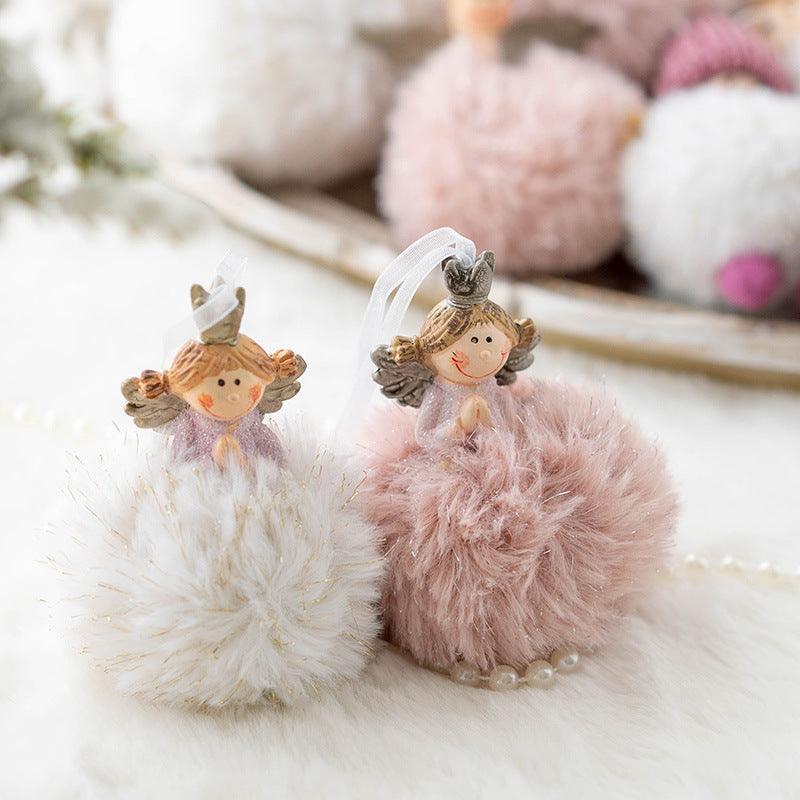Angel Plush Ball Pendant Ornaments 10 Pcs Hanging Decorations for Christmas Wedding Party Decor
