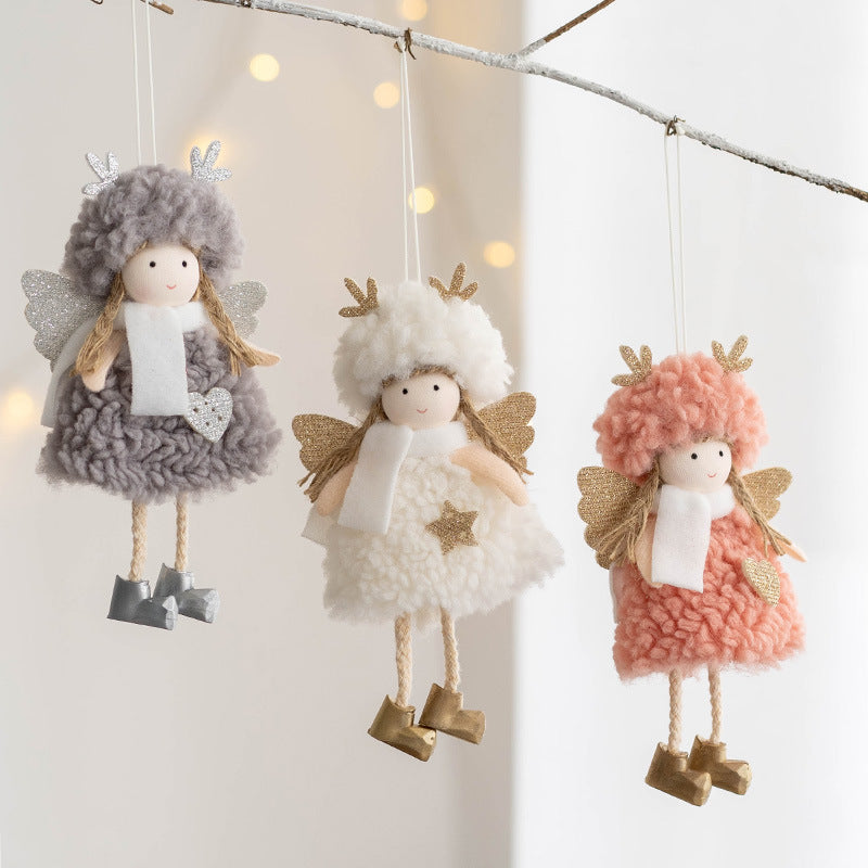 Antler Angel Doll Pendant Ornaments 12 Pcs Christmas Tree Hanging Decor Wedding Party Gifts