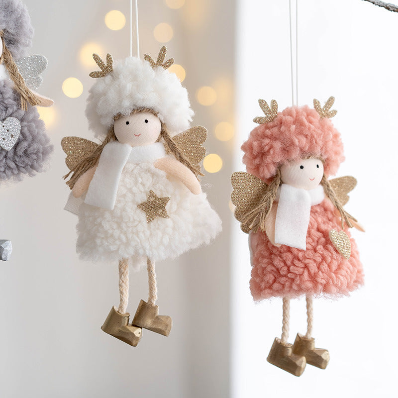 Antler Angel Doll Pendant Ornaments 12 Pcs Christmas Tree Hanging Decor Wedding Party Gifts
