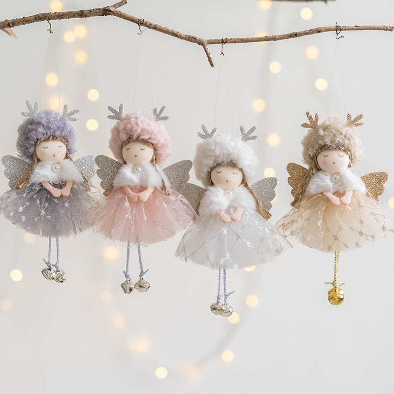 Antler Angel Doll Pendant Ornaments 12 Pcs Christmas Tree Hanging Decor Wedding Party Gifts