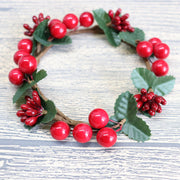 Artificial Berry Candle Holder Rings 5 Inch Mini Tabletop Wreath Centerpiece Bulk Wholesale