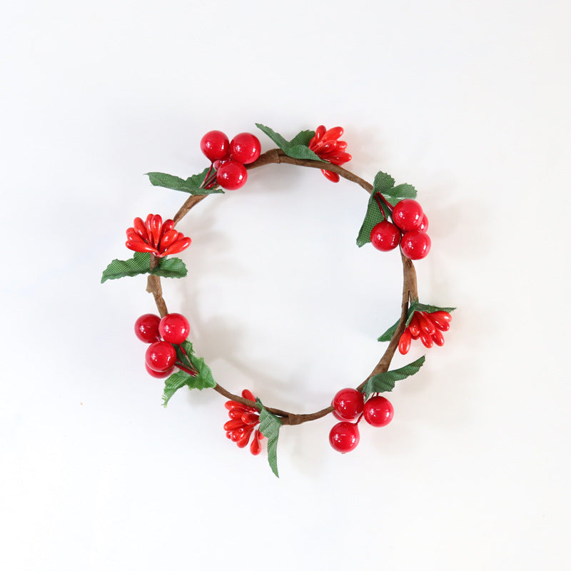 Artificial Berry Candle Holder Rings 5 Inch Mini Tabletop Wreath Centerpiece Bulk Wholesale