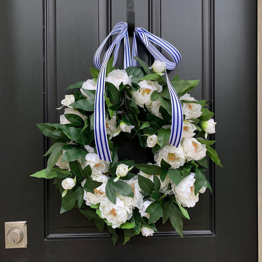 Artificial Silk Peony Wreaths White 12 Inch Bulk Set Spring Blooming Flowers for Front Door Wall Hanging Home Decor