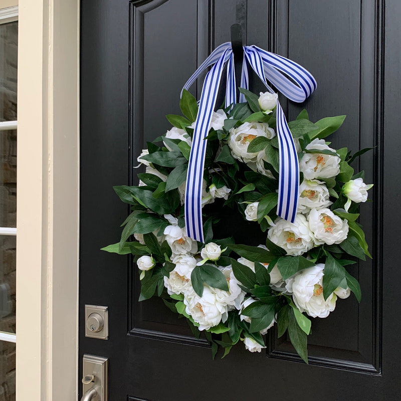 Artificial Silk Peony Wreaths White 12 Inch Bulk Set Spring Blooming Flowers for Front Door Wall Hanging Home Decor