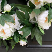 Artificial Silk Peony Wreaths White 12 Inch Bulk Set Spring Blooming Flowers for Front Door Wall Hanging Home Decor