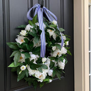 Artificial Silk Peony Wreaths White 12 Inch Bulk Set Spring Blooming Flowers for Front Door Wall Hanging Home Decor