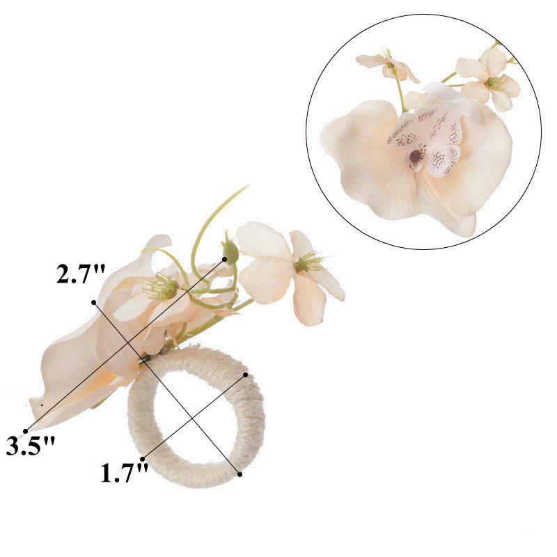 Artificial Orchid Silk Flowers Napkin Rings Bulk Quantity Decorative Table Accessories
