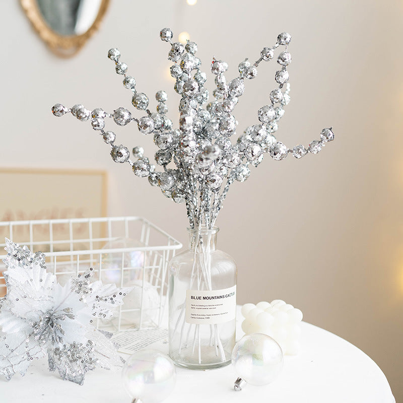15 Inch Christmas Glitter Holy Berry Stems 10 Pcs Artificial Holiday Decorations
