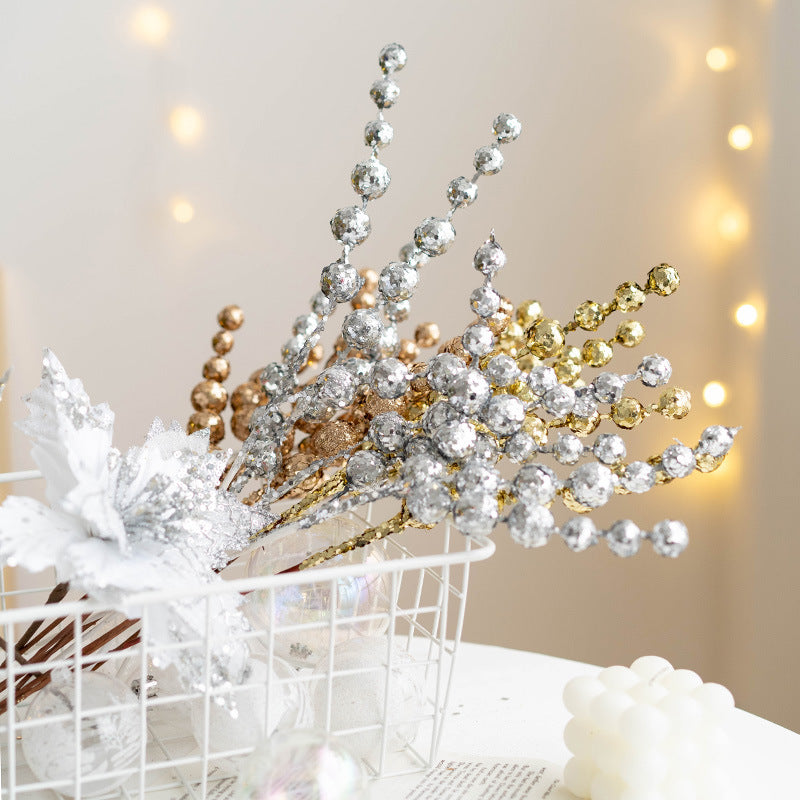 15 Inch Christmas Glitter Holy Berry Stems 10 Pcs Artificial Holiday Decorations