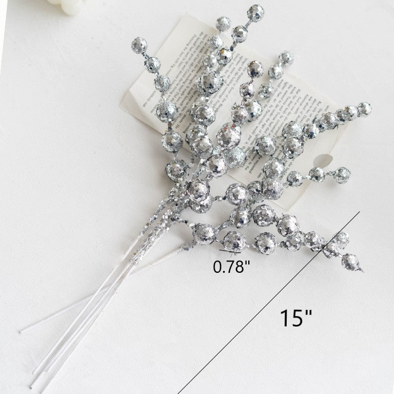 15 Inch Christmas Glitter Holy Berry Stems 10 Pcs Artificial Holiday Decorations