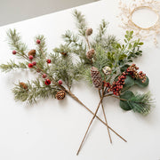 Artificial Christmas Picks 24 Pcs Red Berry Pinecones 8 Inch Bulk Holiday Floral Arrangement Garland
