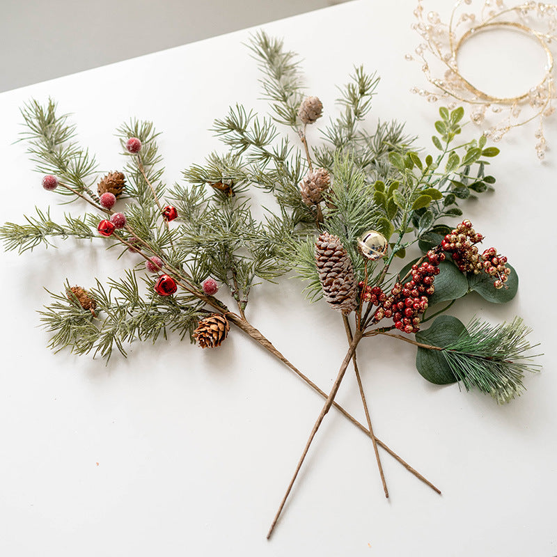 Artificial Christmas Picks 24 Pcs Red Berry Pinecones 8 Inch Bulk Holiday Floral Arrangement Garland
