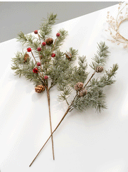 Artificial Christmas Picks 24 Pcs Red Berry Pinecones 8 Inch Bulk Holiday Floral Arrangement Garland