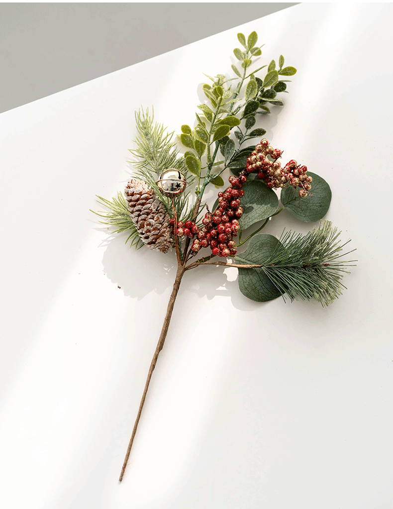 Artificial Christmas Picks 24 Pcs Red Berry Pinecones 8 Inch Bulk Holiday Floral Arrangement Garland