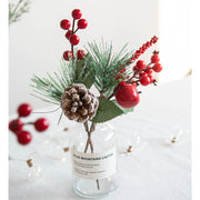 Artificial Christmas Picks 12 Inch 10 Pcs Pine Cones Holly Leaves Stems Bulk