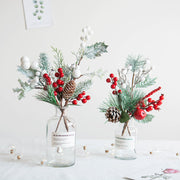 Artificial Christmas Picks 12 Inch 10 Pcs Pine Cones Holly Leaves Stems Bulk