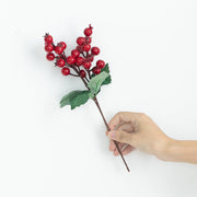 Artificial Christmas Red Berry Picks 12 Inch Holly Berry Stems 10 Pcs Bulk Pack