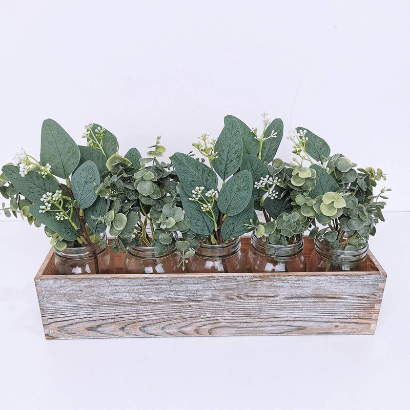 20 Pcs Artificial Eucalyptus Stems 18 Inch Faux Oval Leaves with White Seeds for Wreaths Garlands Bouquets