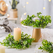 Artificial Eucalyptus Candle Holder Rings 11 Inch Mini Tabletop Wreath Centerpiece Bulk Set