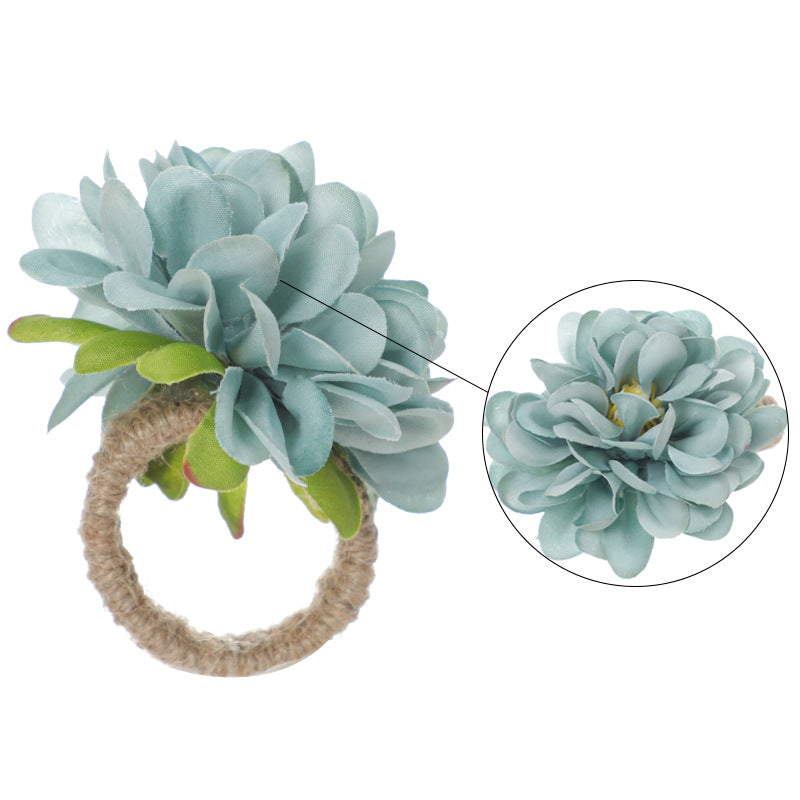 Artificial Floral Dahlia Napkin Rings 12 Pcs Handmade Bulk Wholesale