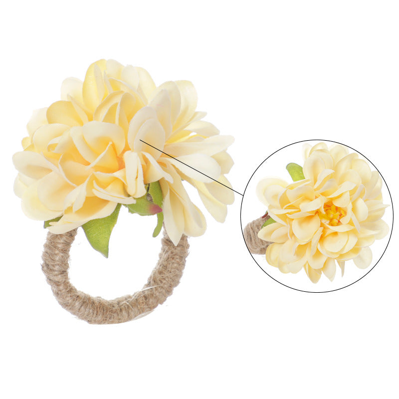 Artificial Floral Dahlia Napkin Rings 12 Pcs Handmade Bulk Wholesale
