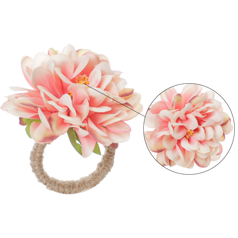 Artificial Floral Dahlia Napkin Rings 12 Pcs Handmade Bulk Wholesale