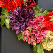 Artificial Silk Hydrangea Peony Dahlia Wreaths Bulk Set for Front Door Wall Hanging Home Decor