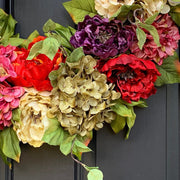 Artificial Silk Hydrangea Peony Dahlia Wreaths Bulk Set for Front Door Wall Hanging Home Decor