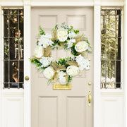 Artificial Hydrangea Peony Wreath with Eucalyptus, Faux Silk Flowers, 14 Inch, Bulk Set for Front Door Wall Hanging Home Decor