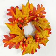 Artificial Maple Leaf Pumpkin Candle Holder Rings 12 Inch Mini Tabletop Wreath Centerpiece 6 Pcs