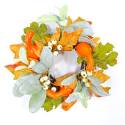 Artificial Maple Leaf Pumpkin Candle Holder Rings 12 Inch Mini Tabletop Wreath Centerpiece 6 Pcs