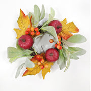 Artificial Maple Leaf Pumpkin Candle Holder Rings 12 Inch Mini Tabletop Wreath Centerpiece 6 Pcs