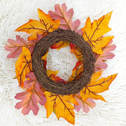 Artificial Maple Leaf Pumpkin Candle Holder Rings 12 Inch Mini Tabletop Wreath Centerpiece 6 Pcs