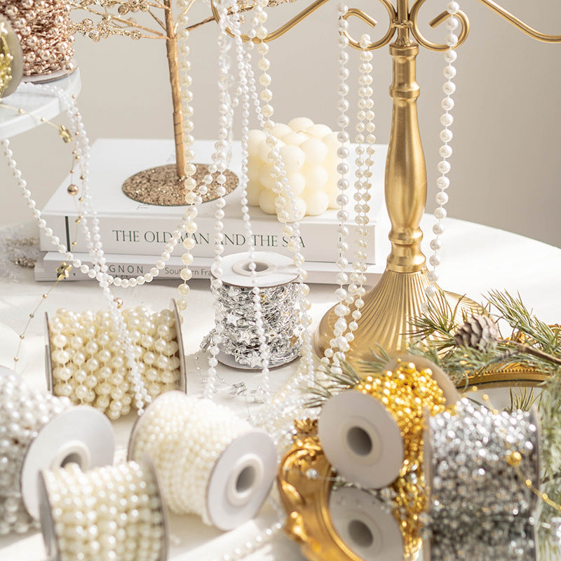 Artificial Pearl Star Beads Garland String for Christmas Tree DIY Wedding Decoration Bulk Pack