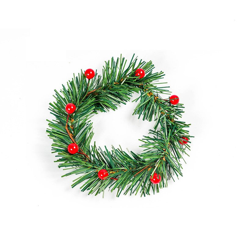 Artificial Pine Berry Candle Holder Rings 3 Inch Mini Tabletop Wreath Centerpiece Bulk Wholesale