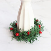 Artificial Pine Berry Candle Holder Rings 3 Inch Mini Tabletop Wreath Centerpiece Bulk Wholesale