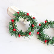 Artificial Pine Berry Candle Holder Rings 3 Inch Mini Tabletop Wreath Centerpiece Bulk Wholesale