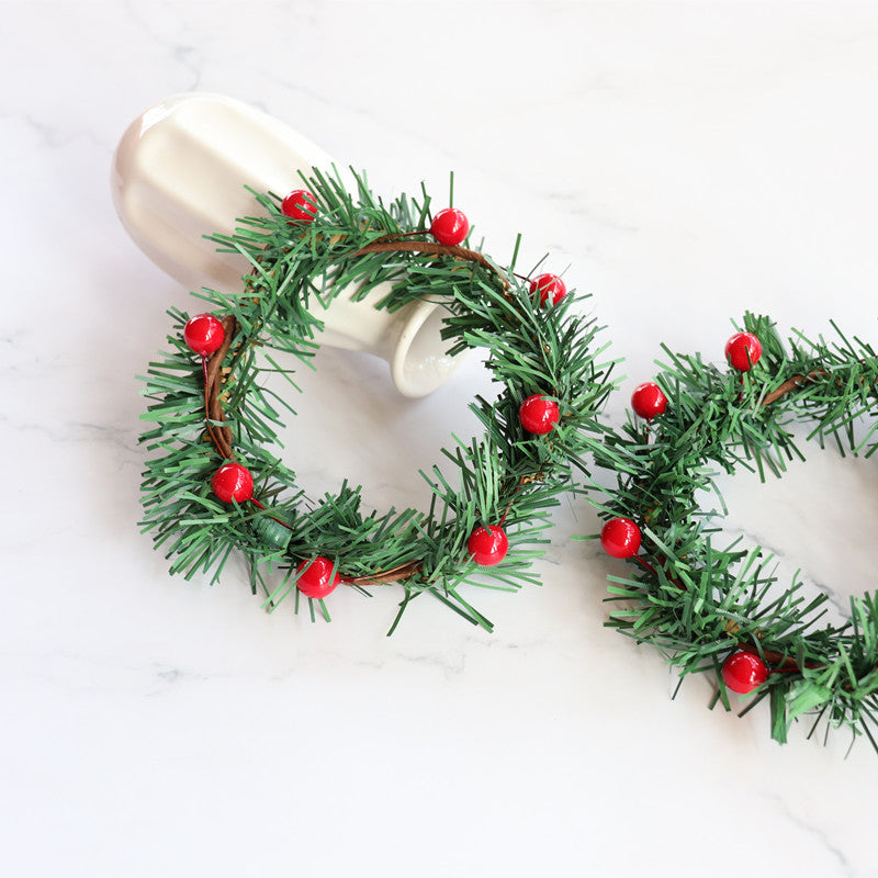 Artificial Pine Berry Candle Holder Rings 3 Inch Mini Tabletop Wreath Centerpiece Bulk Wholesale