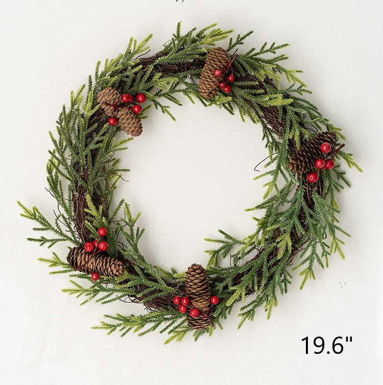 Artificial Pine Cone Berry Christmas Wreath Ornaments, Bulk Set for Front Door Holiday Decoration