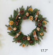 Artificial Pine Cone Berry Christmas Wreath Ornaments, Bulk Set for Front Door Holiday Decoration