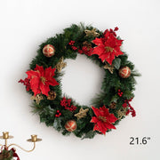Artificial Pine Cone Berry Christmas Wreath Ornaments, Bulk Set for Front Door Holiday Decoration