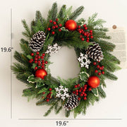 Artificial Pine Cone Berry Christmas Wreath Ornaments, Bulk Set for Front Door Holiday Decoration