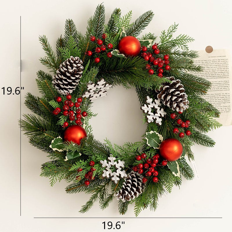 Artificial Pine Cone Berry Christmas Wreath Ornaments, Bulk Set for Front Door Holiday Decoration