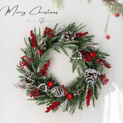 Artificial Pine Cone Berry Christmas Wreath Ornaments, Bulk Set for Front Door Holiday Decoration