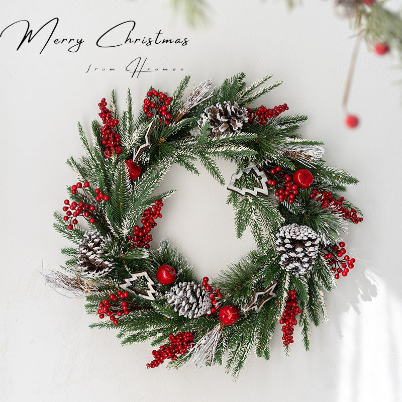 Artificial Pine Cone Berry Christmas Wreath Ornaments, Bulk Set for Front Door Holiday Decoration