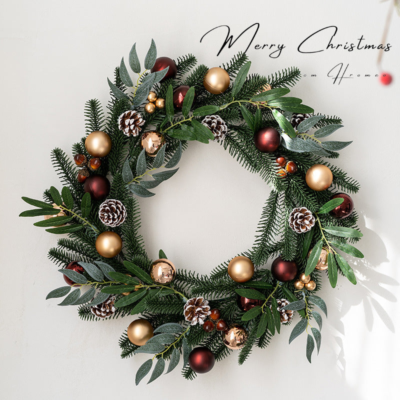 Artificial Pine Cone Berry Christmas Wreath Ornaments, Bulk Set for Front Door Holiday Decoration