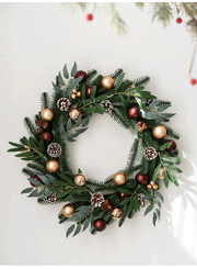 Artificial Pine Cone Berry Christmas Wreath Ornaments, Bulk Set for Front Door Holiday Decoration