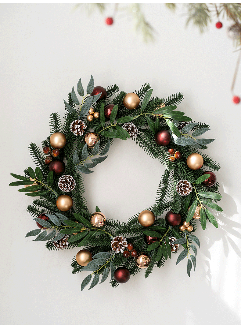 Artificial Pine Cone Berry Christmas Wreath Ornaments, Bulk Set for Front Door Holiday Decoration